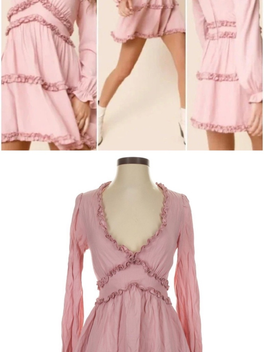 Romantic Pink Ruffle Mini Dress